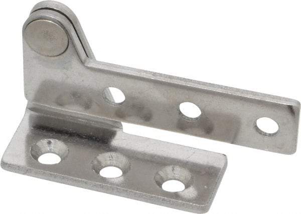 Sugatsune - 2-9/16" Long x 1-1/8" Wide x 1/8" Thick, Satin Finish Stainless Steel, Right Hand Overlay Pivot Hinge - 5/16" Pin Diam - Industrial Tool & Supply