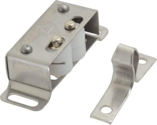 Sugatsune - 1-55/64" Long x 39/64" Wide x 19/32" High, Plastic & Stainless Steel Roller catch - Plain & White Finish, 1-19/64" Long Strike, 9/32" Wide Strike - Industrial Tool & Supply