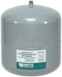 Watts - 6.0 Gallon Capacity, 15 Gallon Tank, 16 Inch Diameter, 20-13/16 Inch High, 1/2 Inch Port, Expansion Tank - Steel, Polymer Coating - Industrial Tool & Supply