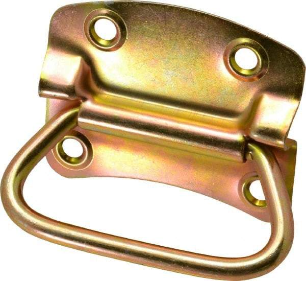Value Collection - 3.62" Wide Plate x 2-47/50" High Plate, 3.62" Bail ID, Military Spec Chest Handle - 4-1/4" Wide x 3-3/4" High, Zinc Finish, 4 Holes - Industrial Tool & Supply