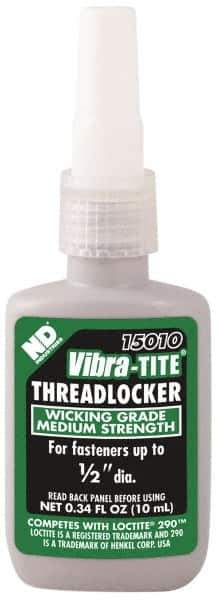 Vibra-Tite - 10 mL Bottle, Green, Medium Strength Liquid Threadlocker - Series 150, 24 hr Full Cure Time - Industrial Tool & Supply