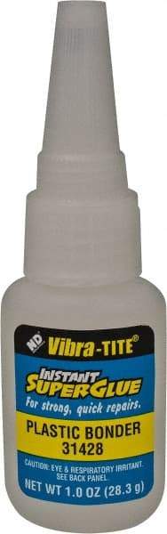 Vibra-Tite - 1 oz Bottle Clear Instant Adhesive - 20 sec Fixture Time, Bonds to Plastic - Industrial Tool & Supply