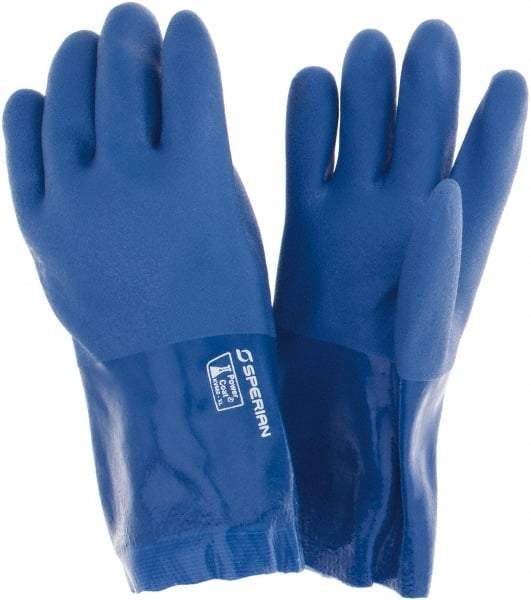 Sperian - 12" Long, PVC Chemical Resistant Gloves - Cotton Lined - Industrial Tool & Supply