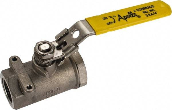 Apollo - 3/4" Pipe, Standard Port, Stainless Steel Standard Ball Valve - 2 Piece, NPT Ends, Locking Lever Handle, 600 WOG, 150 WSP - Industrial Tool & Supply