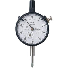 Mitutoyo - 10mm Range, 0-100 Dial Reading, 0.01mm Graduation Dial Drop Indicator - 57mm Dial, 1mm Range per Revolution, 0.013mm Accuracy, Revolution Counter - Industrial Tool & Supply