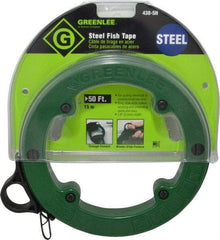 Greenlee - 50 Ft. Long x 1/8 Inch Wide, 3/64 Inch Thick, Steel Fish Tape - 400 Lb. Pulling Strength, Includes Case - Industrial Tool & Supply