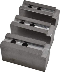 H & R Manufacturing - 15" Chuck Capacity, 1.5mm x 60° Serrated Attachment, Square Soft Lathe Chuck Jaw - 3 Jaws, Steel, 1.69" Btw Mount Hole Ctrs, 6-1/2" Long x 2-1/2" Wide x 3-1/2" High, 0.866" Groove, 20mm Fastener - Industrial Tool & Supply