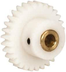 Made in USA - 32 Pitch, 15/16" Pitch Diam, 1" OD, 30 Tooth Spur Gear - 3/16" Face Width, 3/16" Bore Diam, 9/16" Hub Diam, 20° Pressure Angle, Acetal - Industrial Tool & Supply