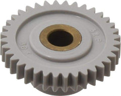 Made in USA - 32 Pitch, 1-1/8" Pitch Diam, 1-3/16" OD, 36 Tooth Spur Gear - 3/16" Face Width, 1/4" Bore Diam, 39/64" Hub Diam, 20° Pressure Angle, Acetal - Industrial Tool & Supply