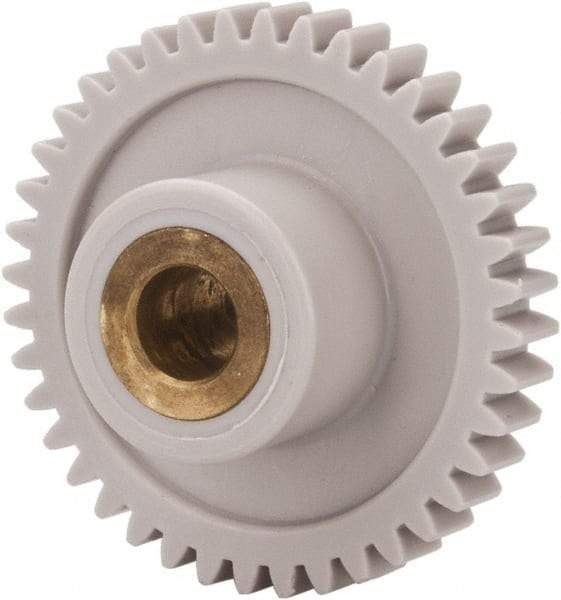 Made in USA - 32 Pitch, 1-1/4" Pitch Diam, 1-5/16" OD, 40 Tooth Spur Gear - 3/16" Face Width, 1/4" Bore Diam, 39/64" Hub Diam, 20° Pressure Angle, Acetal - Industrial Tool & Supply