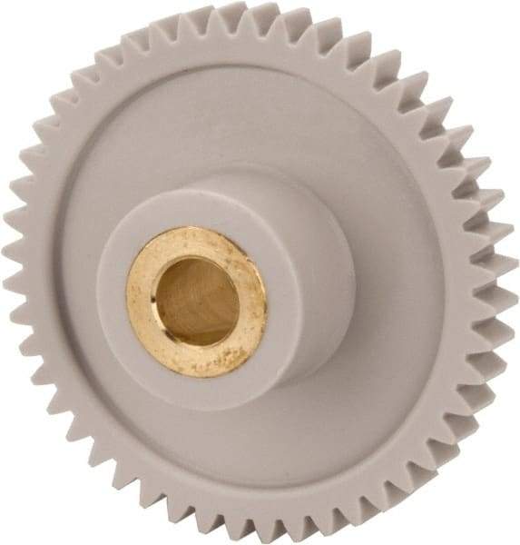 Made in USA - 32 Pitch, 1-1/2" Pitch Diam, 1-9/16" OD, 48 Tooth Spur Gear - 3/16" Face Width, 1/4" Bore Diam, 5/8" Hub Diam, 20° Pressure Angle, Acetal - Industrial Tool & Supply