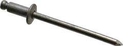 Marson - Button Head Aluminum Open End Blind Rivet - Aluminum Mandrel, 0.032" to 1/8" Grip, 1/4" Head Diam, 0.129" to 0.133" Hole Diam, 0.275" Length Under Head, 1/8" Body Diam - Industrial Tool & Supply