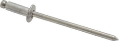 Marson - Button Head Aluminum Open End Blind Rivet - Aluminum Mandrel, 0.126" to 0.187" Grip, 1/4" Head Diam, 0.129" to 0.133" Hole Diam, 0.337" Length Under Head, 1/8" Body Diam - Industrial Tool & Supply