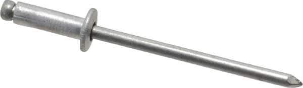 Marson - Button Head Aluminum Open End Blind Rivet - Aluminum Mandrel, 0.188" to 1/4" Grip, 1/4" Head Diam, 0.129" to 0.133" Hole Diam, 0.4" Length Under Head, 1/8" Body Diam - Industrial Tool & Supply