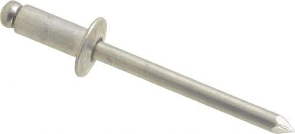 Marson - Button Head Aluminum Open End Blind Rivet - Aluminum Mandrel, 0.188" to 1/4" Grip, 3/8" Head Diam, 0.192" to 0.196" Hole Diam, 0.45" Length Under Head, 3/16" Body Diam - Industrial Tool & Supply
