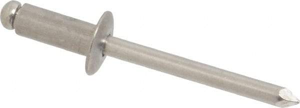 Marson - Button Head Aluminum Open End Blind Rivet - Aluminum Mandrel, 0.251" to 3/8" Grip, 1/2" Head Diam, 0.257" to 0.261" Hole Diam, 5/8" Length Under Head, 1/4" Body Diam - Industrial Tool & Supply