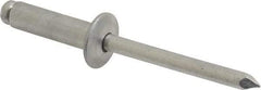 Marson - Button Head Aluminum Open End Blind Rivet - Aluminum Mandrel, 0.501" to 5/8" Grip, 1/2" Head Diam, 0.257" to 0.261" Hole Diam, 7/8" Length Under Head, 1/4" Body Diam - Industrial Tool & Supply