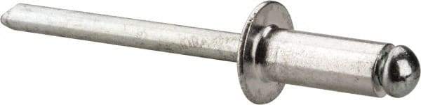 Marson - Button Head Aluminum Open End Blind Rivet - Steel Mandrel, 3/16" to 1/4" Grip, 3/8" Head Diam, 0.192" to 0.196" Hole Diam, 0.45" Length Under Head, 3/16" Body Diam - Industrial Tool & Supply