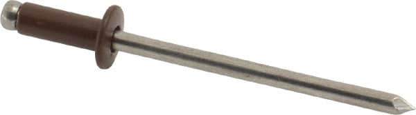 Marson - Button Head Aluminum Open End Blind Rivet - Aluminum Mandrel, 0.126" to 0.187" Grip, 1/4" Head Diam, 0.129" to 0.133" Hole Diam, 0.337" Length Under Head, 1/8" Body Diam - Industrial Tool & Supply