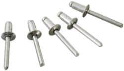 Marson - Button Head Stainless Steel Open End Blind Rivet - Stainless Steel Mandrel, 5/16" to 3/8" Grip, 3/8" Head Diam, 0.192" to 0.196" Hole Diam, 0.575" Length Under Head, 3/16" Body Diam - Industrial Tool & Supply