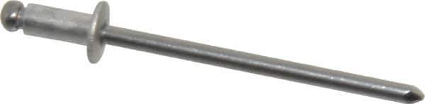 Marson - Button Head Aluminum Open End Blind Rivet - Steel Mandrel, 1/32" to 1/8" Grip, 1/4" Head Diam, 0.129" to 0.133" Hole Diam, 0.275" Length Under Head, 1/8" Body Diam - Industrial Tool & Supply