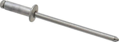 Marson - Button Head Aluminum Open End Blind Rivet - Steel Mandrel, 3/16" to 1/4" Grip, 1/4" Head Diam, 0.129" to 0.133" Hole Diam, 0.4" Length Under Head, 1/8" Body Diam - Industrial Tool & Supply