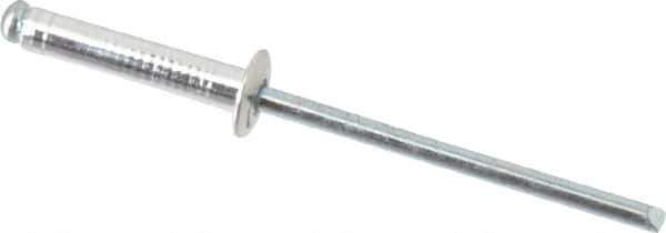 Marson - Button Head Aluminum Open End Blind Rivet - Steel Mandrel, 0.376" to 1/2" Grip, 1/4" Head Diam, 0.129" to 0.133" Hole Diam, 0.65" Length Under Head, 1/8" Body Diam - Industrial Tool & Supply