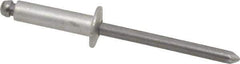 Marson - Button Head Aluminum Open End Blind Rivet - Steel Mandrel, 0.376" to 1/2" Grip, 3/8" Head Diam, 0.192" to 0.196" Hole Diam, 0.7" Length Under Head, 3/16" Body Diam - Industrial Tool & Supply