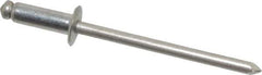 Marson - Button Head Stainless Steel Open End Blind Rivet - Stainless Steel Mandrel, 3/16" to 1/4" Grip, 1/4" Head Diam, 0.129" to 0.133" Hole Diam, 0.4" Length Under Head, 1/8" Body Diam - Industrial Tool & Supply