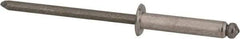 Marson - Button Head Stainless Steel Open End Blind Rivet - Stainless Steel Mandrel, 0.376" to 1/2" Grip, 1/4" Head Diam, 0.129" to 0.133" Hole Diam, 0.65" Length Under Head, 1/8" Body Diam - Industrial Tool & Supply