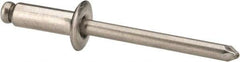 Marson - Button Head Stainless Steel Open End Blind Rivet - Stainless Steel Mandrel, 5/16" to 3/8" Grip, 3/8" Head Diam, 0.192" to 0.196" Hole Diam, 0.575" Length Under Head, 3/16" Body Diam - Industrial Tool & Supply