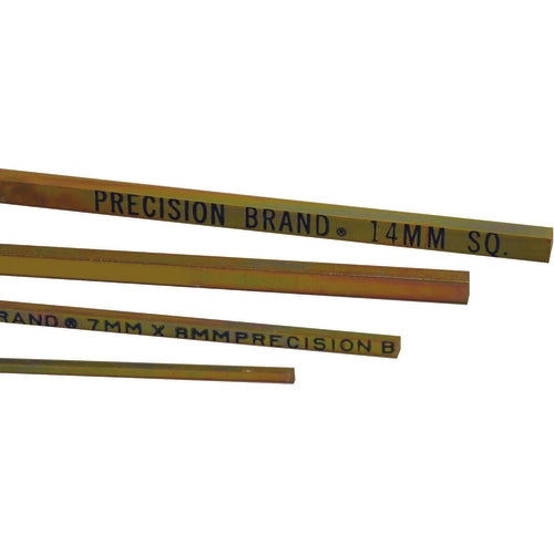 10 mm Square Metric Keystock, Gold Dichromate Finish, 12″ Length - Industrial Tool & Supply