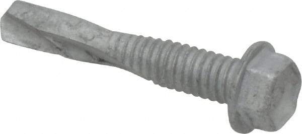 Buildex - #12, Hex Washer Head, Hex Drive, 1-1/4" Length Under Head, #5 Point, Self Drilling Screw - Steel - Industrial Tool & Supply