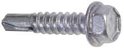 Buildex - #12, Hex Washer Head, Hex Drive, 1-1/2" Length Under Head, #2 Point, Self Drilling Screw - Steel - Industrial Tool & Supply