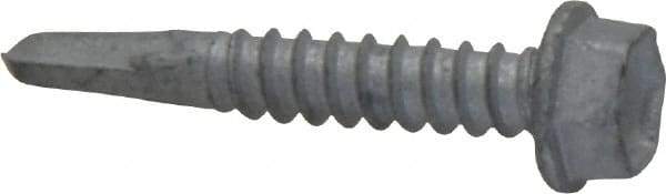 Buildex - #12, Hex Washer Head, Hex Drive, 1-1/4" Length Under Head, #2 Point, Self Drilling Screw - Steel - Industrial Tool & Supply