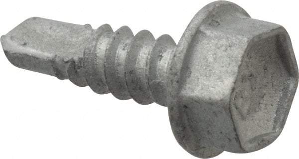 Buildex - #10, Hex Washer Head, Hex Drive, 5/8" Length Under Head, #3 Point, Self Drilling Screw - Steel - Industrial Tool & Supply