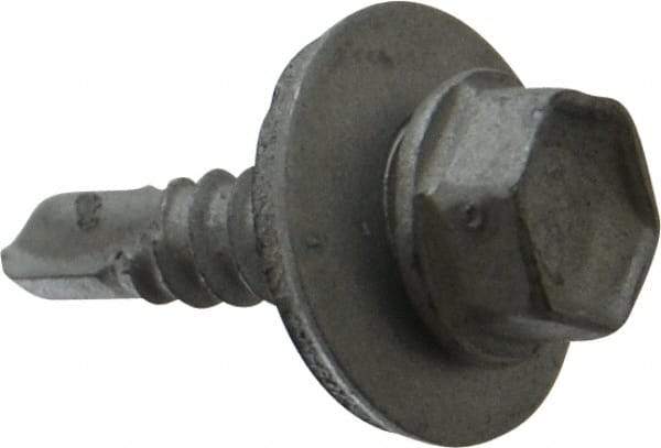 Buildex - #10, Hex Washer Head, Hex Drive, 3/4" Length Under Head, #3 Point, Self Drilling Screw - Steel - Industrial Tool & Supply