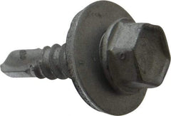Buildex - #10, Hex Washer Head, Hex Drive, 3/4" Length Under Head, #3 Point, Self Drilling Screw - Steel - Industrial Tool & Supply