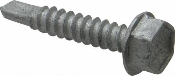 Buildex - #10, Hex Washer Head, Hex Drive, 1" Length Under Head, #3 Point, Self Drilling Screw - Steel - Industrial Tool & Supply