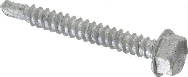 Buildex - #10, Hex Washer Head, Hex Drive, 1-1/2" Length Under Head, #3 Point, Self Drilling Screw - Steel - Industrial Tool & Supply