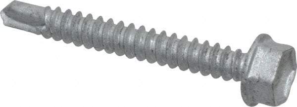 Buildex - #10, Hex Washer Head, Hex Drive, 1-1/2" Length Under Head, #3 Point, Self Drilling Screw - Steel - Industrial Tool & Supply
