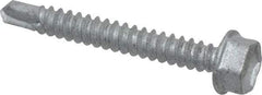Buildex - #10, Hex Washer Head, Hex Drive, 1-1/2" Length Under Head, #3 Point, Self Drilling Screw - Steel - Industrial Tool & Supply