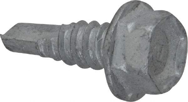 Buildex - 1/4", Hex Washer Head, Hex Drive, 3/4" Length Under Head, #3 Point, Self Drilling Screw - Steel - Industrial Tool & Supply