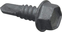 Buildex - 1/4", Hex Washer Head, Hex Drive, 3/4" Length Under Head, #3 Point, Self Drilling Screw - Steel - Industrial Tool & Supply