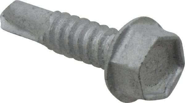 Buildex - 1/4", Hex Washer Head, Hex Drive, 1" Length Under Head, #3 Point, Self Drilling Screw - Steel - Industrial Tool & Supply