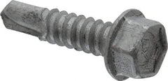 Buildex - 1/4", Hex Washer Head, Hex Drive, 1" Length Under Head, #3 Point, Self Drilling Screw - Steel - Industrial Tool & Supply