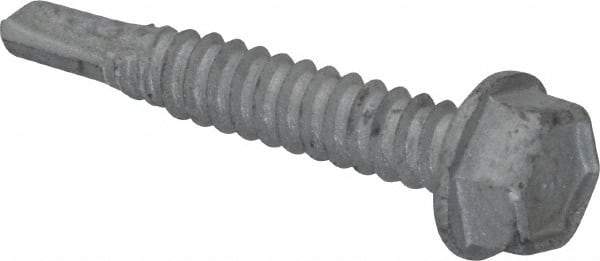 Buildex - 1/4", Hex Washer Head, Hex Drive, 1-1/2" Length Under Head, #3 Point, Self Drilling Screw - Steel - Industrial Tool & Supply