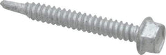 Buildex - 1/4", Hex Washer Head, Hex Drive, 2" Length Under Head, #3 Point, Self Drilling Screw - Steel - Industrial Tool & Supply