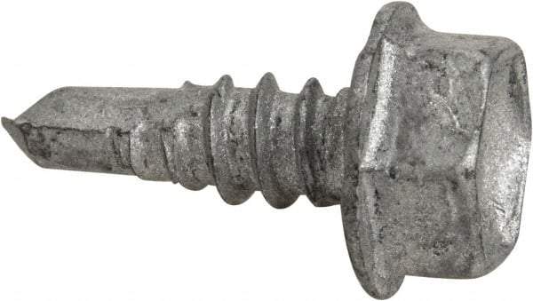 Buildex - #10, Hex Washer Head, Hex Drive, 1/2" Length Under Head, #3 Point, Self Drilling Screw - Steel - Industrial Tool & Supply