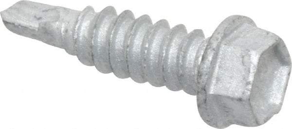 Buildex - 1/4", Hex Washer Head, Hex Drive, 7/8" Length Under Head, #1 Point, Self Drilling Screw - Steel - Industrial Tool & Supply